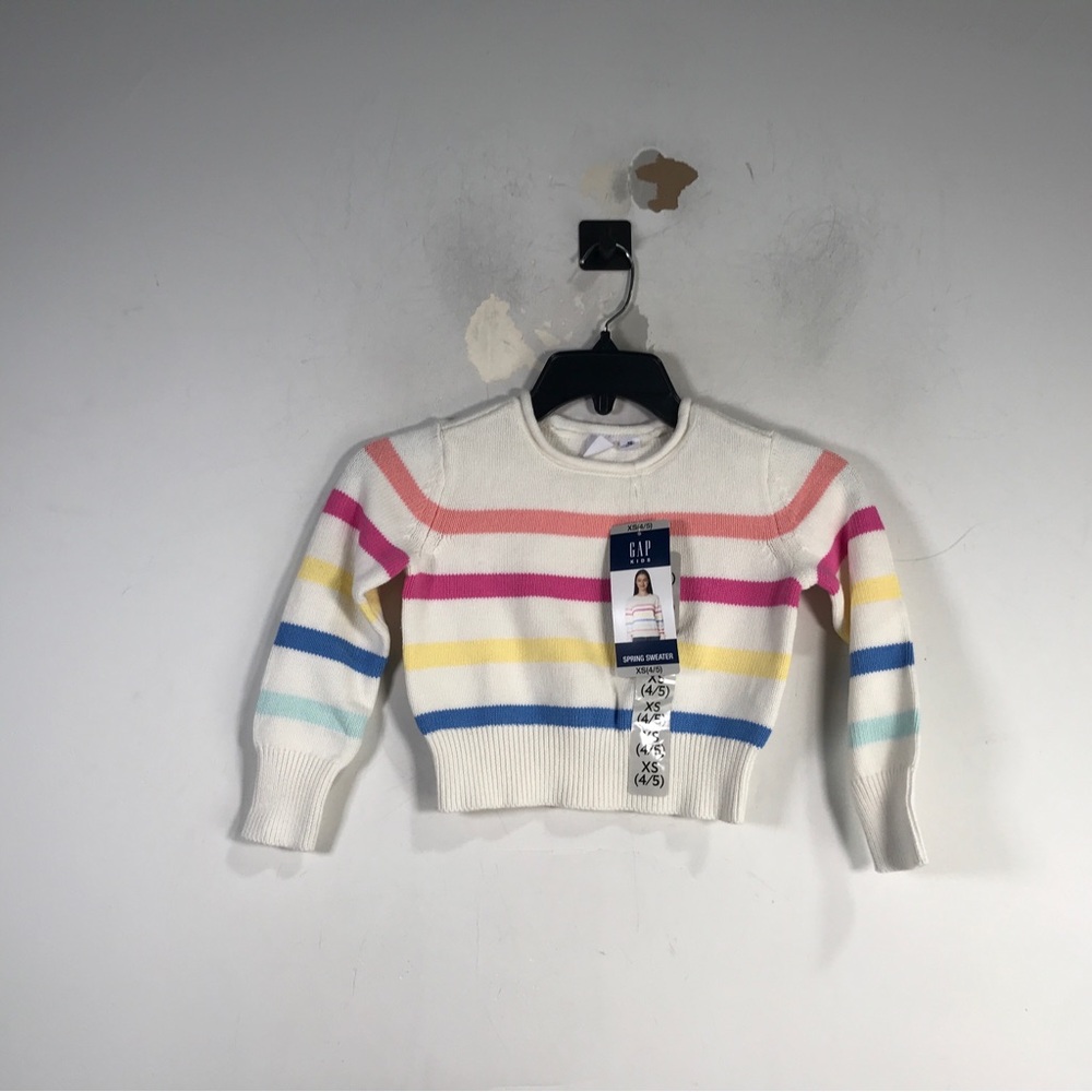 GAP Striped Knit Spring Sweater, Girl's Size XS - White/Multicolor